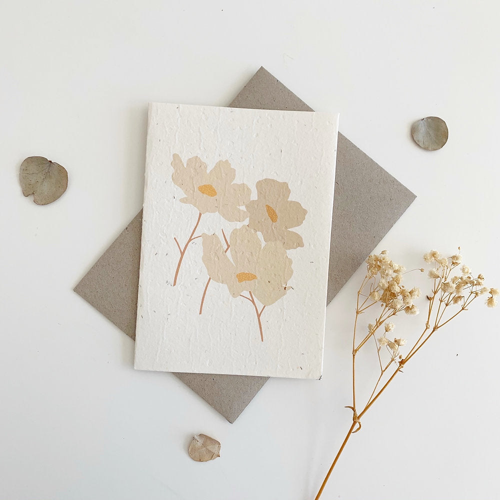 rosy thoughts plantable seed card white floral