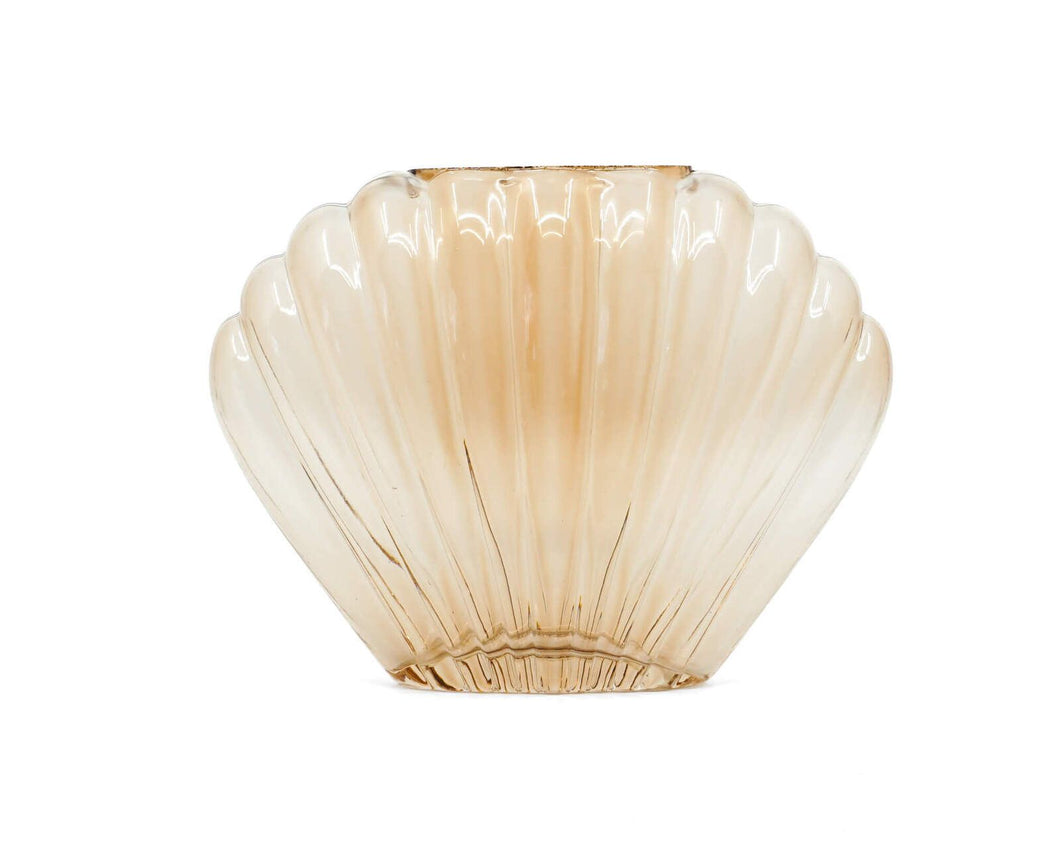 glass shell vase amber