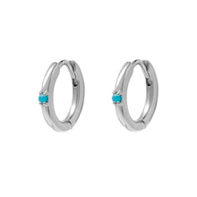 Load image into Gallery viewer, comet turquoise huggies silver
