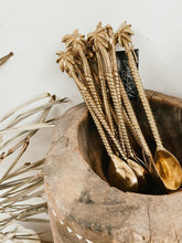 Load image into Gallery viewer, black salt co brass palm cutlery
