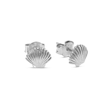 Load image into Gallery viewer, dainty seashell studs silver
