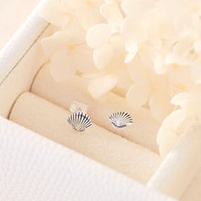Load image into Gallery viewer, dainty seashell studs silver
