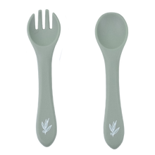 Load image into Gallery viewer, beloved child co spoon and fork set sage
