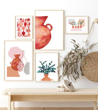 Load image into Gallery viewer, fairy floss design antique terracotta pots watercolour print
