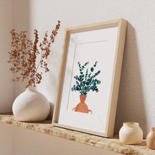 Load image into Gallery viewer, fairy floss design eucalyptus in terracotta pot watercolour print
