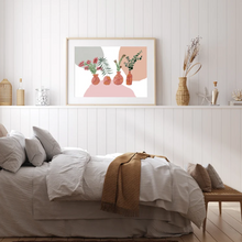 Load image into Gallery viewer, fairy floss design australian native terracotta pots watercolour print
