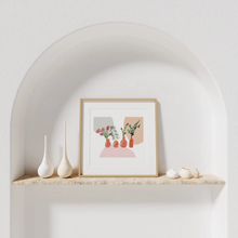 Load image into Gallery viewer, fairy floss design australian native terracotta pots watercolour print

