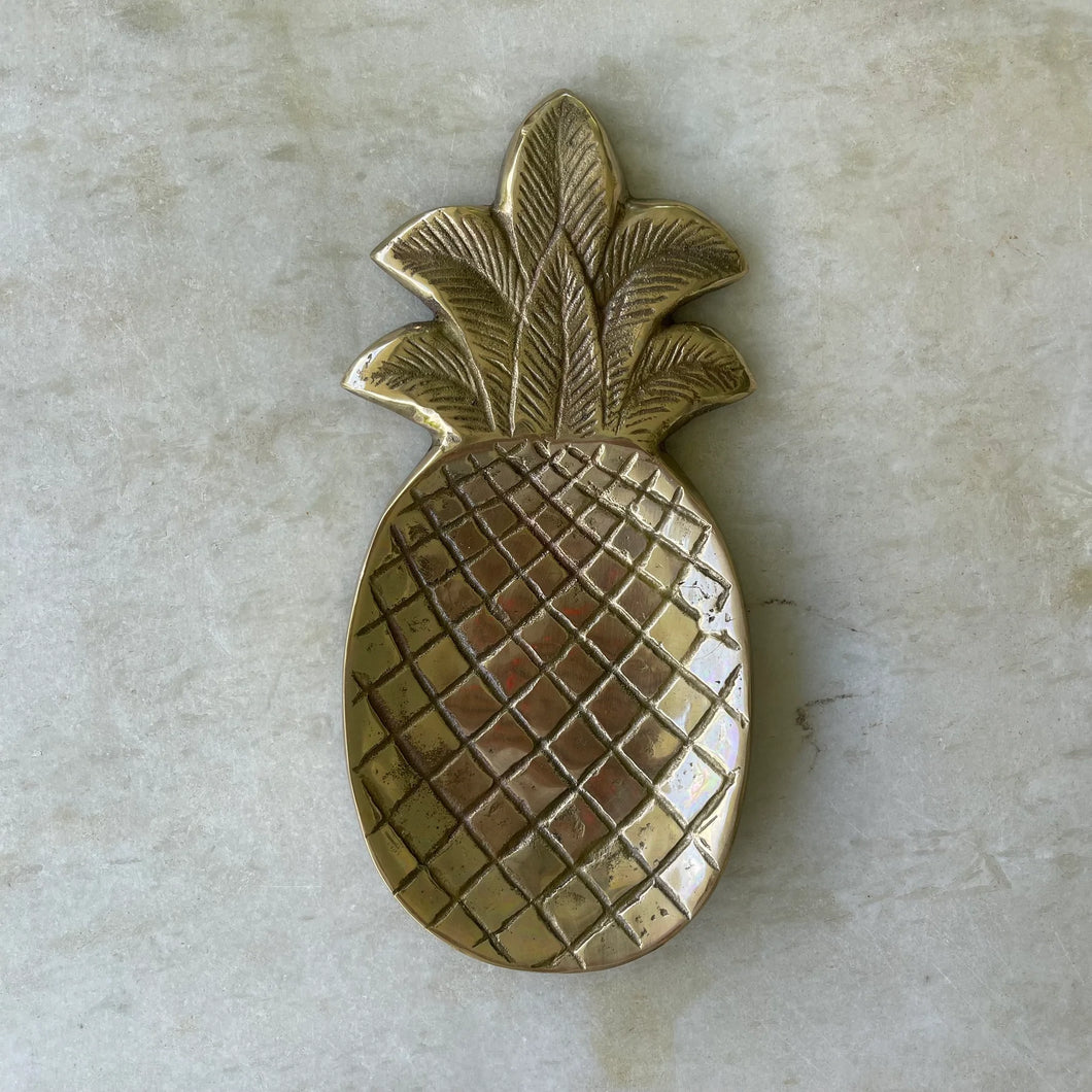 ocean luxe pineapple brass trinket tray